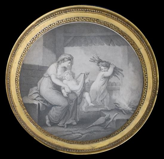 John Boydell Publ., a set of four mezzotints, Muses and putti representing the Seasons, tondo, 11in.